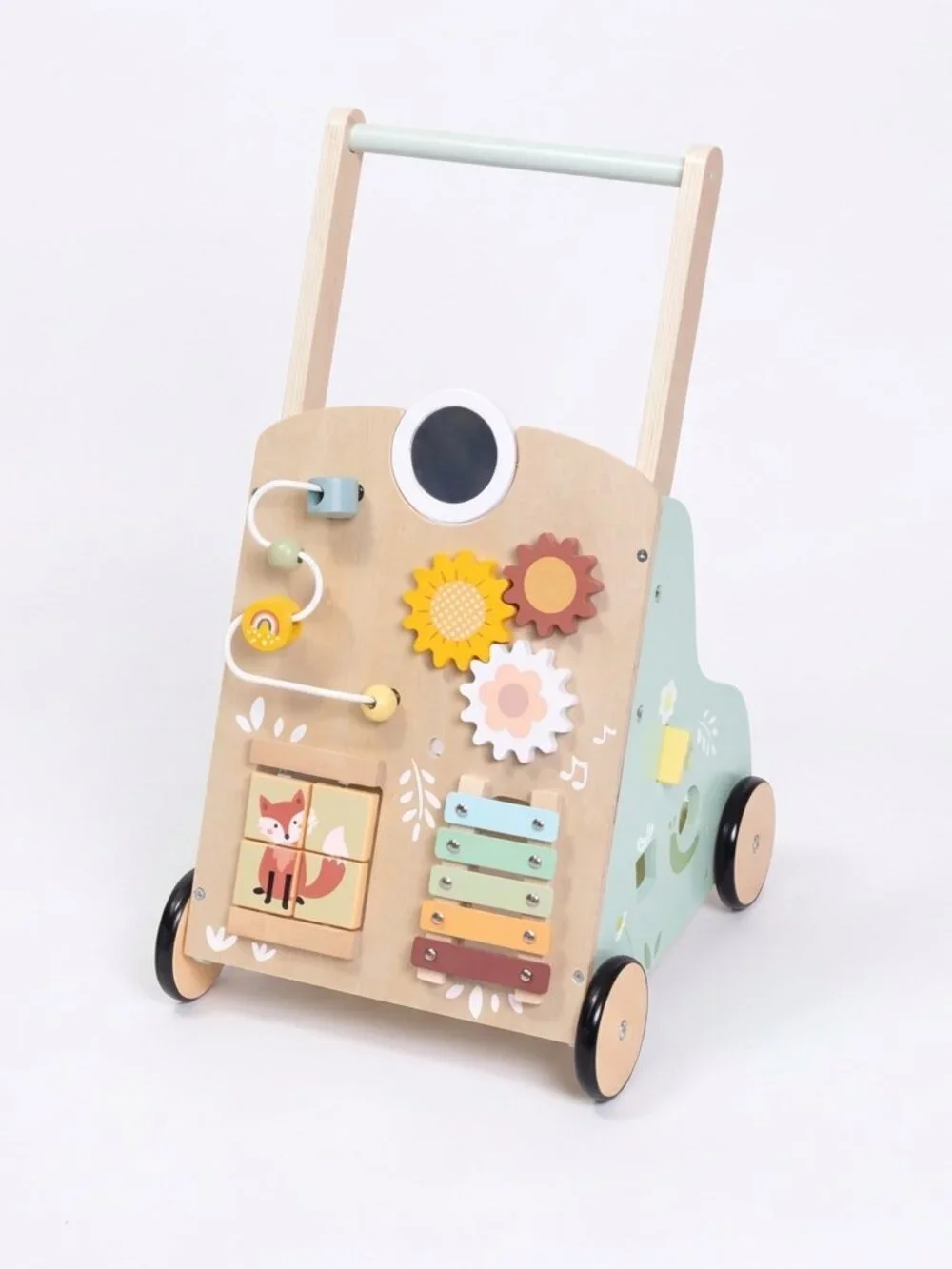 Wooden Baby Walker for Toddlers, Montessori 6-in-1 Activity Learning Toy - Picture 3 of 16